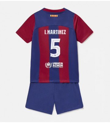Lacne Dětský Futbalové dres Barcelona Inigo Martinez #5 2023-24 Krátky Rukáv - Domáci (+ trenírky)